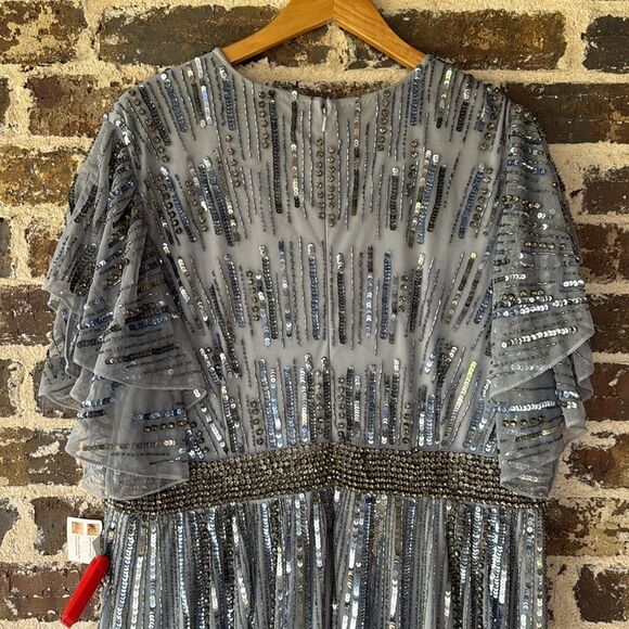 Mac Duggal Flare Sleeve Embellished Sequin Dress Size 16 - Picture 11 of 12